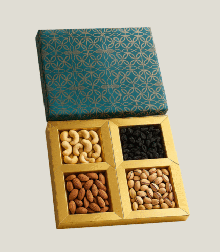 Royal Reserve 4-in-1 Box (100g Each) – Almonds, Cashews, Black Raisins & Salted Pistachios